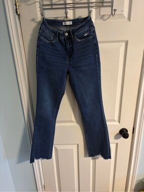 Flying Monkey High Rise Dark Blue Ankle Flair Jeans